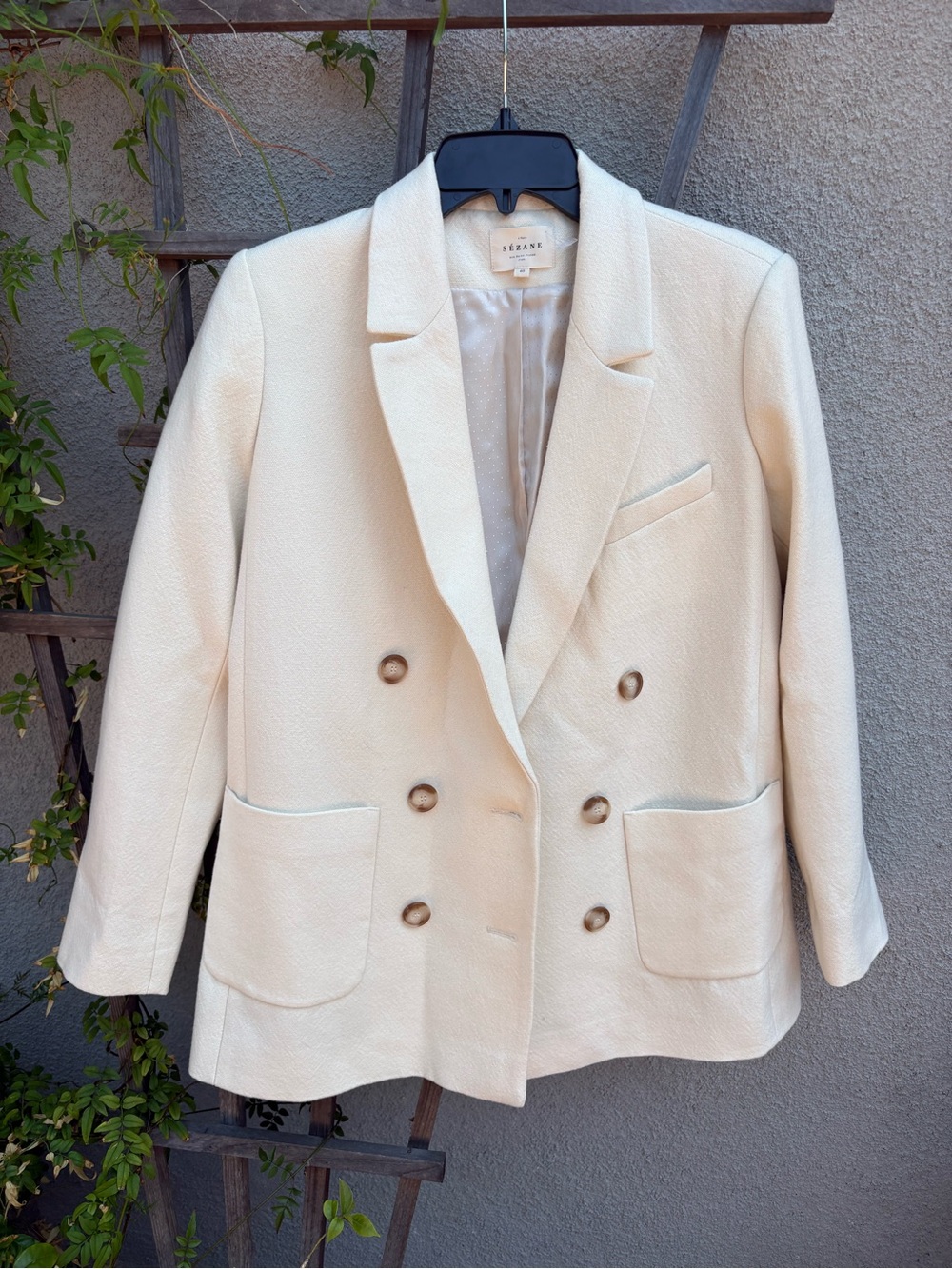Sezane Michele Jacket Blazer Ecru Size 40 US 8 - Picture 5 of 12